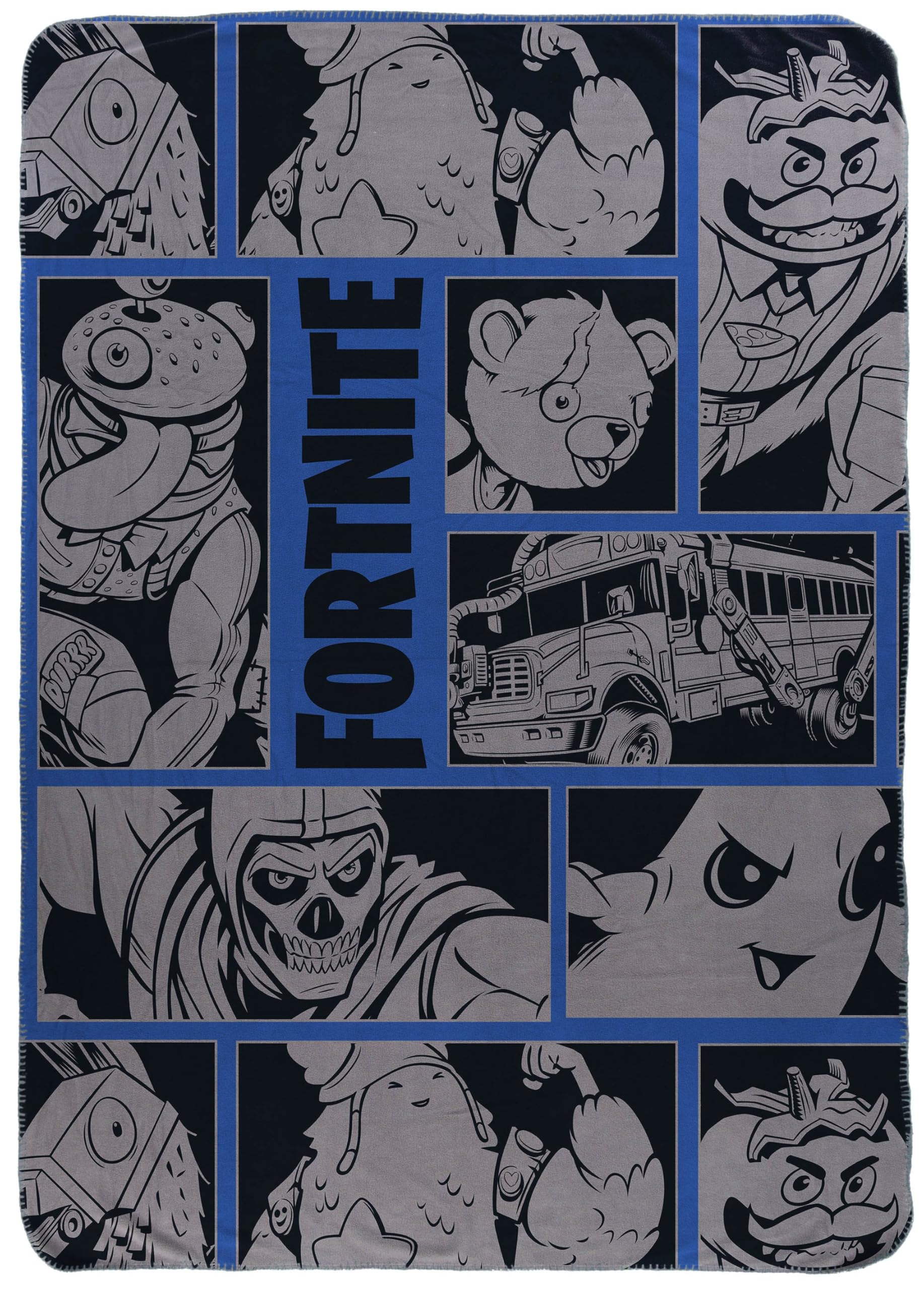 Jay Franco Kids Plush Throw Blanket – Soft & Cozy Fleece Throw for Bedroom & Couch Décor, Official Licensed Product, Grey - Fortnite, 46x60 - Throw Blanket