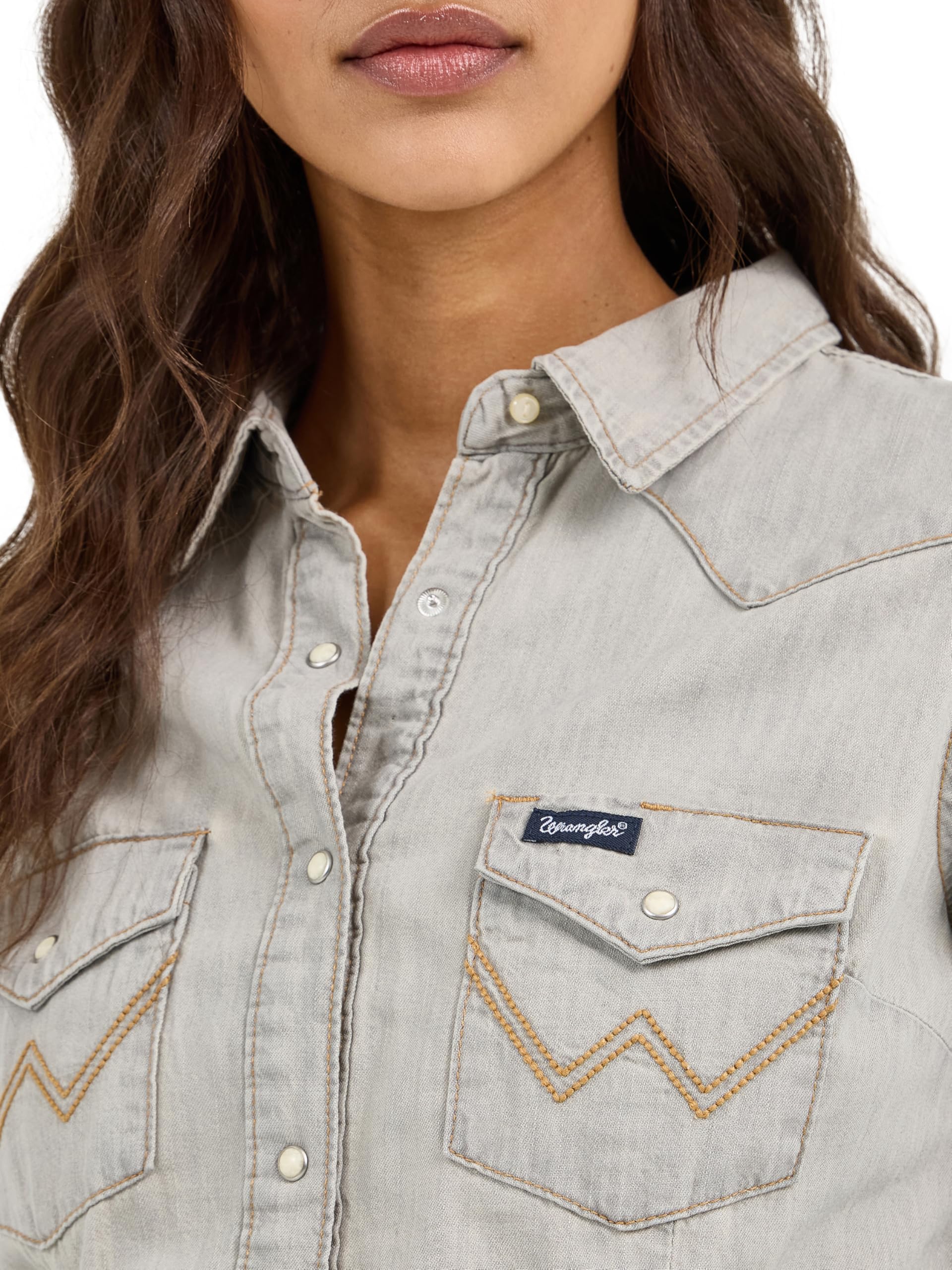 Wrangler Bluzka Kobiety Koszula dżinsowa z długim rękawem i zapięciem z przodu