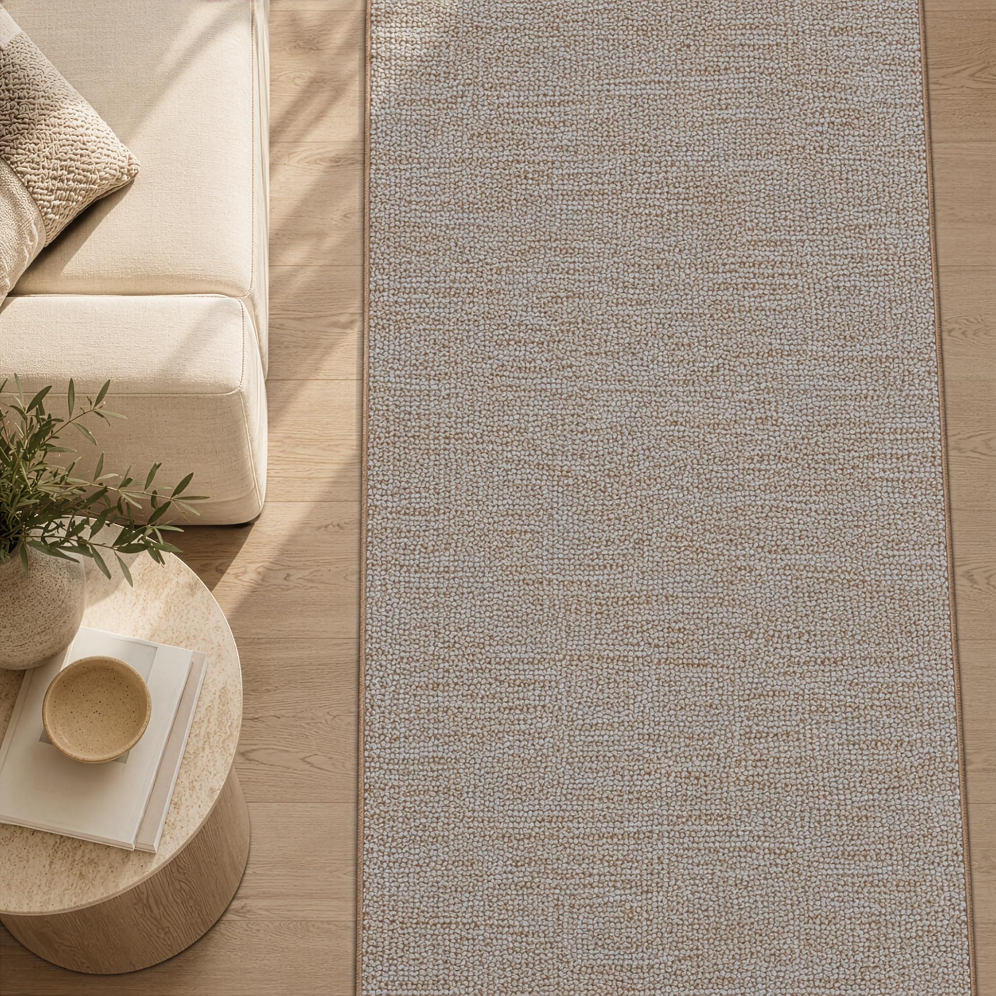 casa pura Teppich Läufer London - Meterware - Teppichläufer für Wohnzimmer, Flur, Küche - Flacher Schlingenflor (Beige - 100x200 cm)