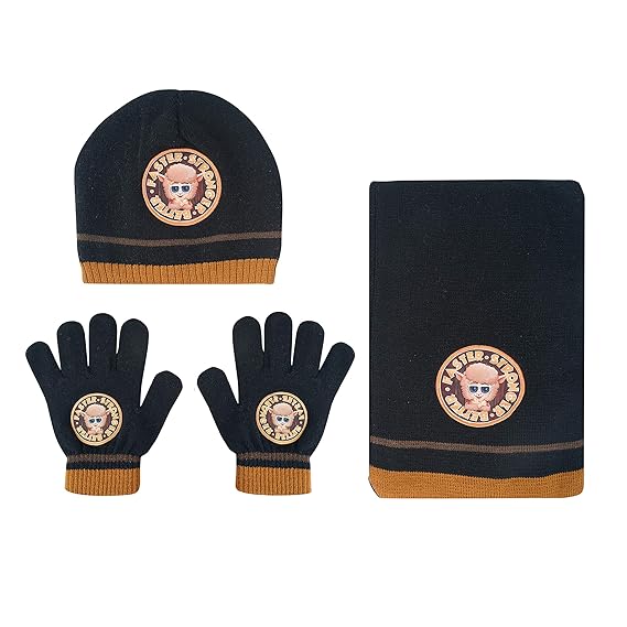 CRYA Woolen Cap, Hand Gloves and Muffler Set for Kids | Winter Wear and Accessories Combo for Girls and Boys | Kids Unisex Beanies, Neck Warmer and Scarf | Suitable Age: 5-14 Years Old