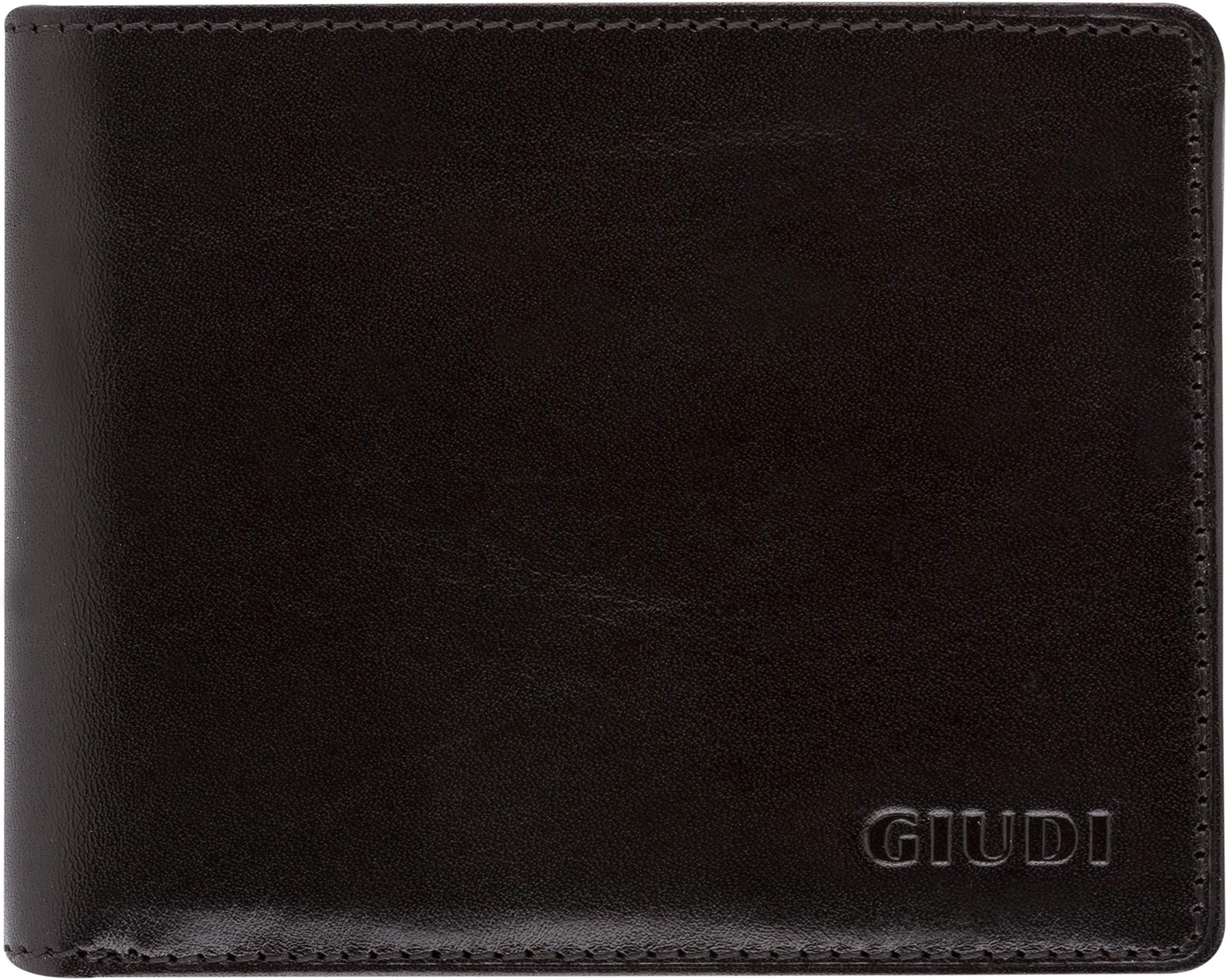 GiudiBifold Men's Wallet Made in Italy - Beautiful Smooth Genuine Leather - 2 Pockets for Cash - 8 Credit Card Slots - Elegant Black Color - Splendid Gift for Gentlemen