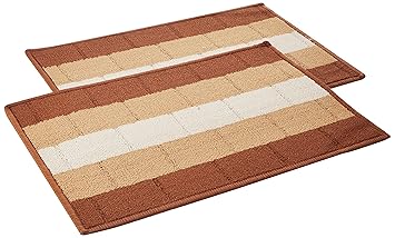 Amazon Brand - Solimo Premium Polypropylene Home Decor Doormats - (Pack of 2, Brown)