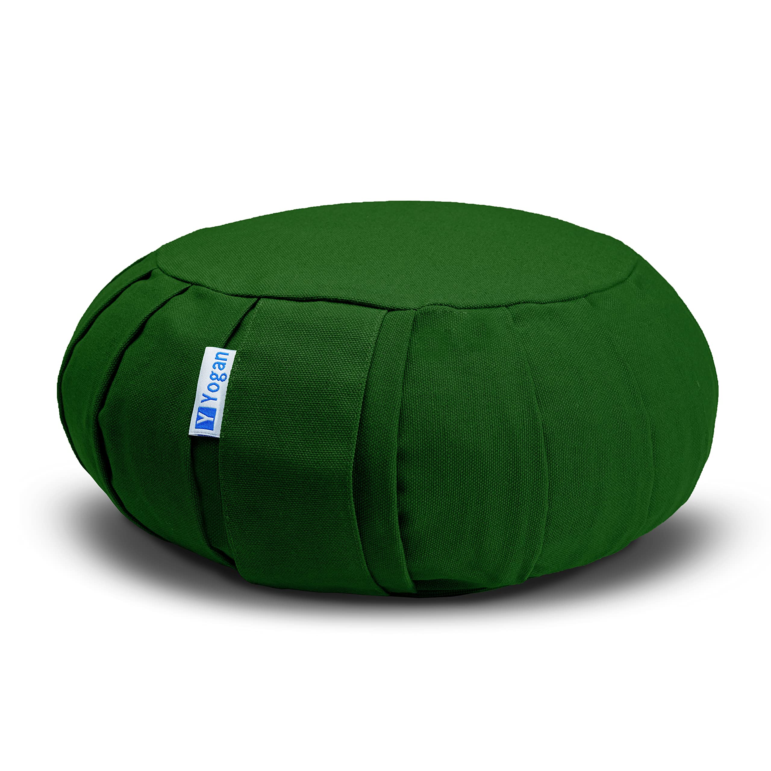 Yogan Cojín clásico de yoga / cojín de meditación | Cascos de trigo sarraceno | Algodón orgánico | Funda extraíble y lavable (verde natural)