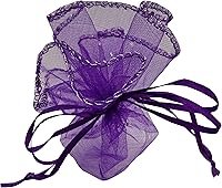 Vista 11 de Ankirol 100 bolsas de organza transparente con cordón redondo de organza para joyas, bolsa de dulces de 10.2 in/10.2 pulgadas de diámetro