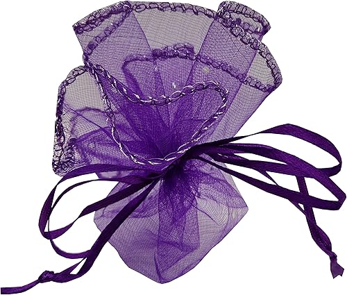 Miniatura 11 de Ankirol 100 bolsas de organza transparente con cordón redondo de organza para joyas, bolsa de dulces de 10.2 in/10.2 pulgadas de diámetro