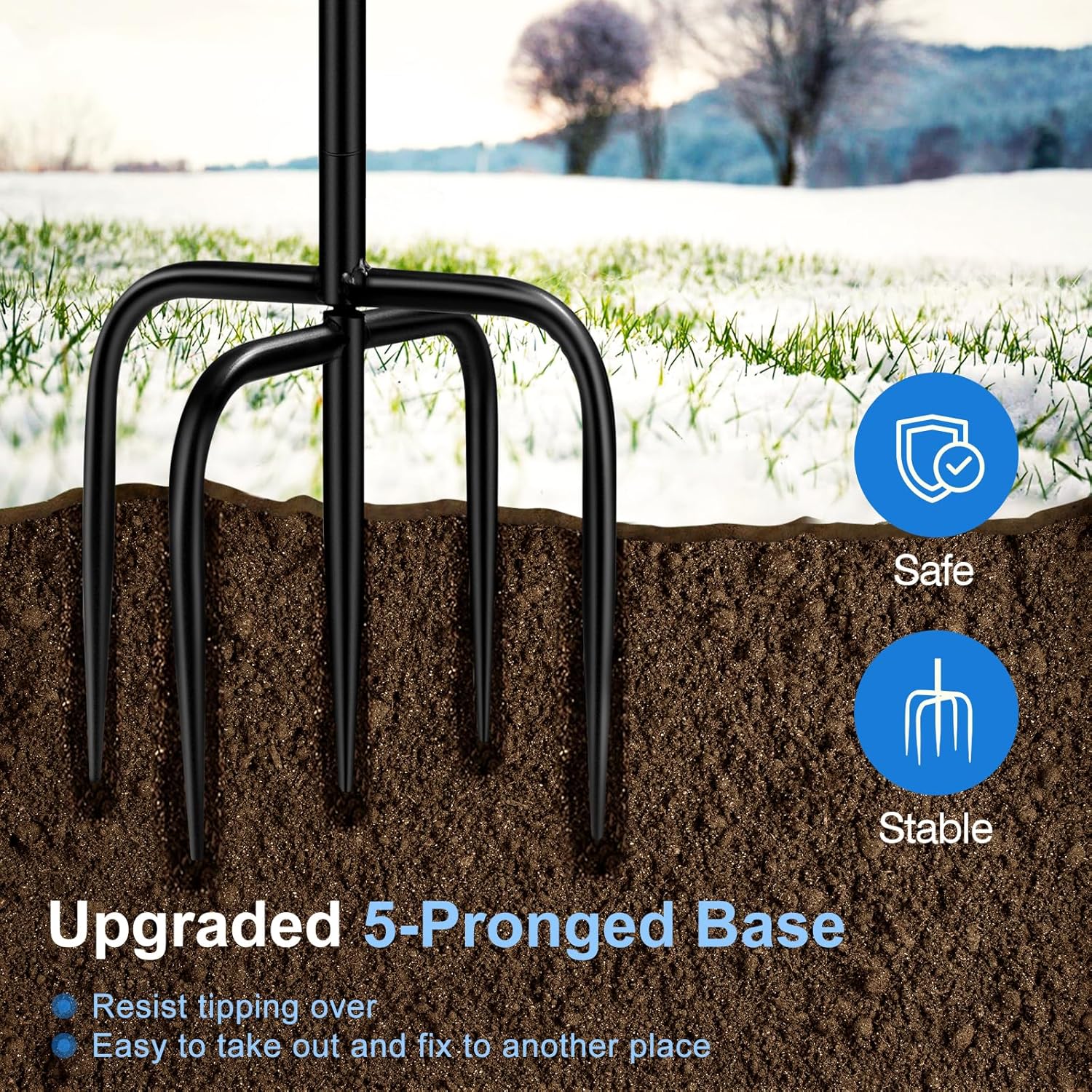 Daoeny Heated Bird Bath for Winter, Upgraded 100W Heated Bird Baths for Outdoors Thermostat Control with 5-Prong Metal Base, Heated Bird Bath for Outside Winter Garden Patio Yard Lawn (Blue)