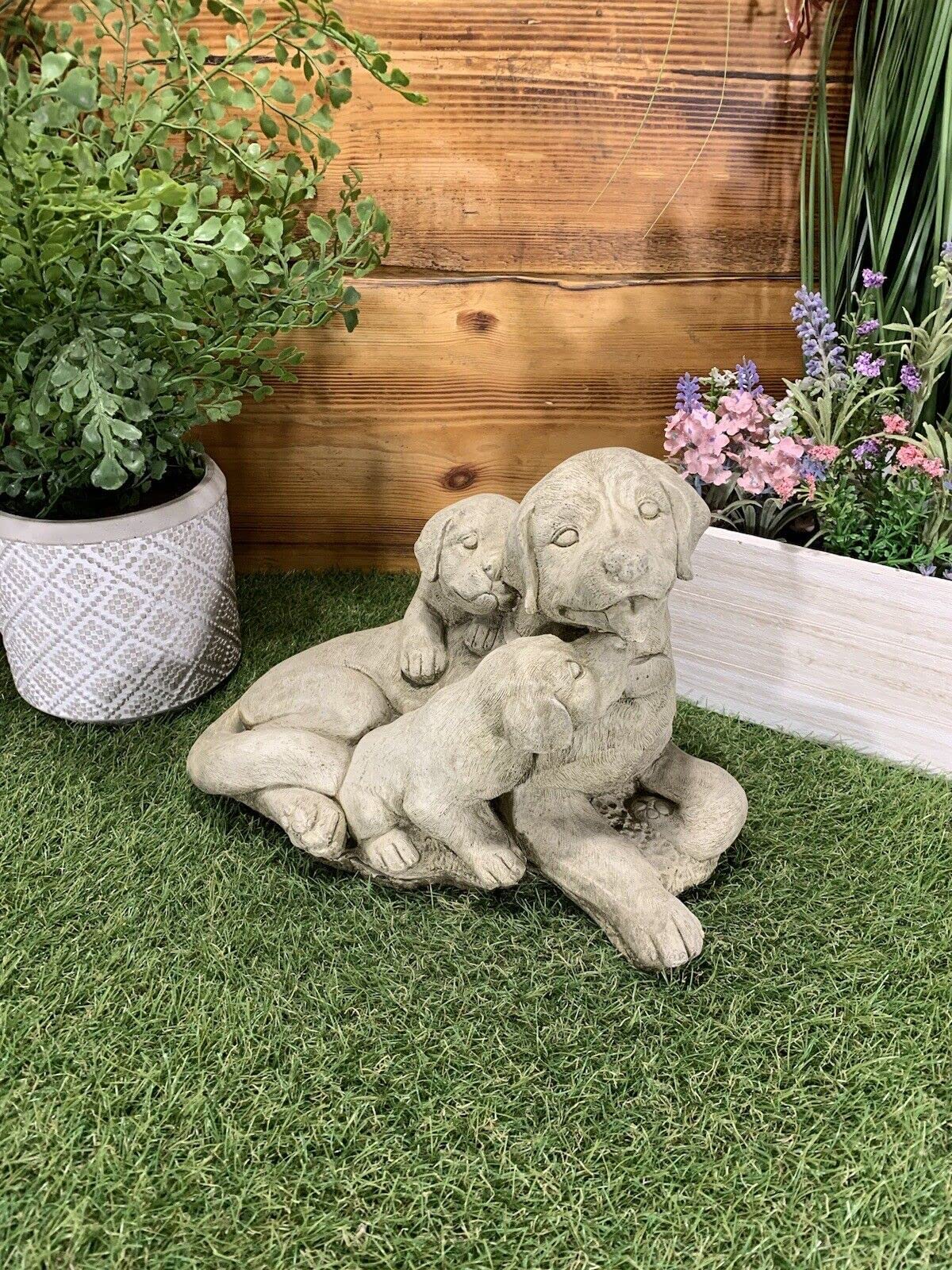 J And L Stone Ornaments Stone Garden Labrador Dog Family Statue Ornament