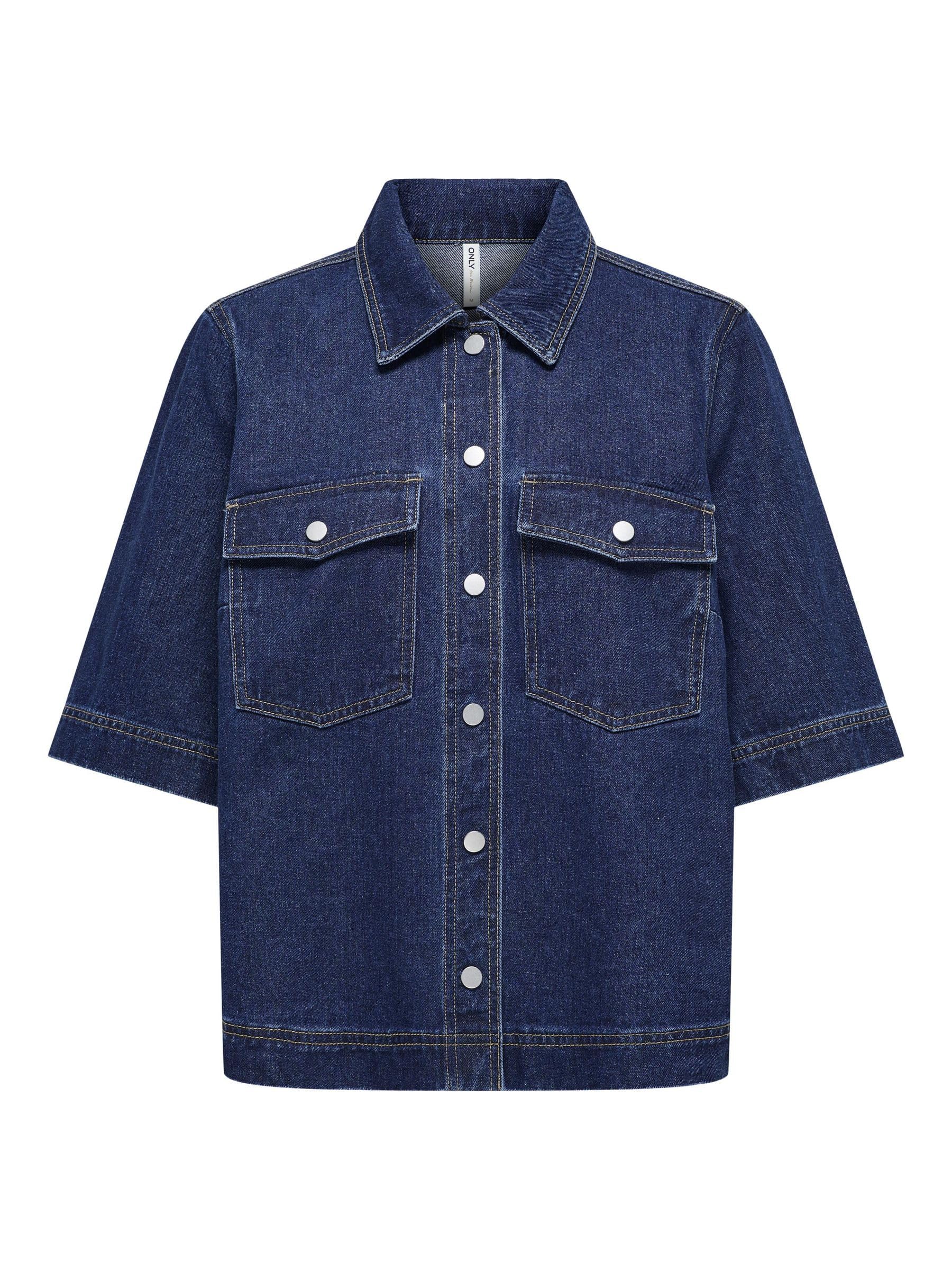 ONLY ONLBELLE Female Denim Shirt, Dark Denim Blue, XS