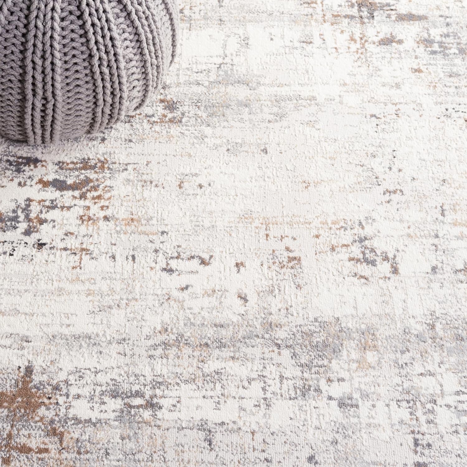 SAFAVIEH Amelia Collection Runner Rug - 2'3" x 20' Runner, Ivory & Grey, Modern Abstract Design, Ideal for High Traffic Areas in Living Room, Bedroom, Dining (ALA448A-220)