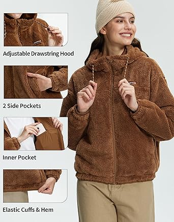 Polaire Confortable Blouson Polaire Capuche Peak Mountain Femme ALANZO - Chaud Et Confortable Pour Randonnée Et Loisirs Outdoor Himalaya Mountain Femme