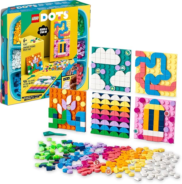 LEGO 41957 DOTS Adhesive Patches Mega Pack 5in1 Set, DIY Stickers Kids' Mosaic Crafts kit for kids, Personalised Decoration for Notebooks, Phone Cases or Room Décor