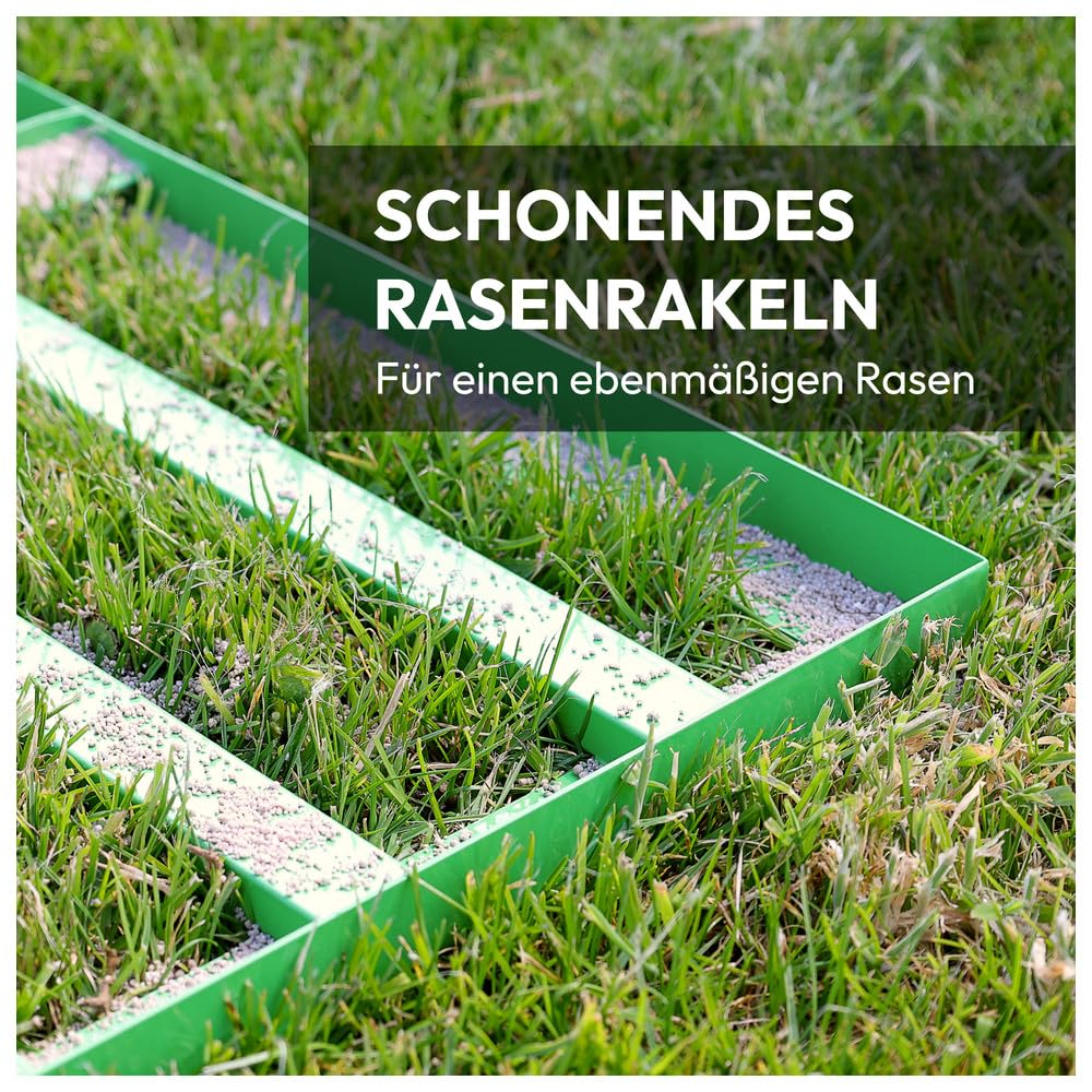 Dönges Rasenrakel 75x35 cm mit 2 Meter Stiel [für den perfekten Rasen] I Ideal zur Rasenpflege, Sandverteilung und Rasennivellierung I Leicht und handlich anwendbar zum Rasen rakeln und lawn leveling