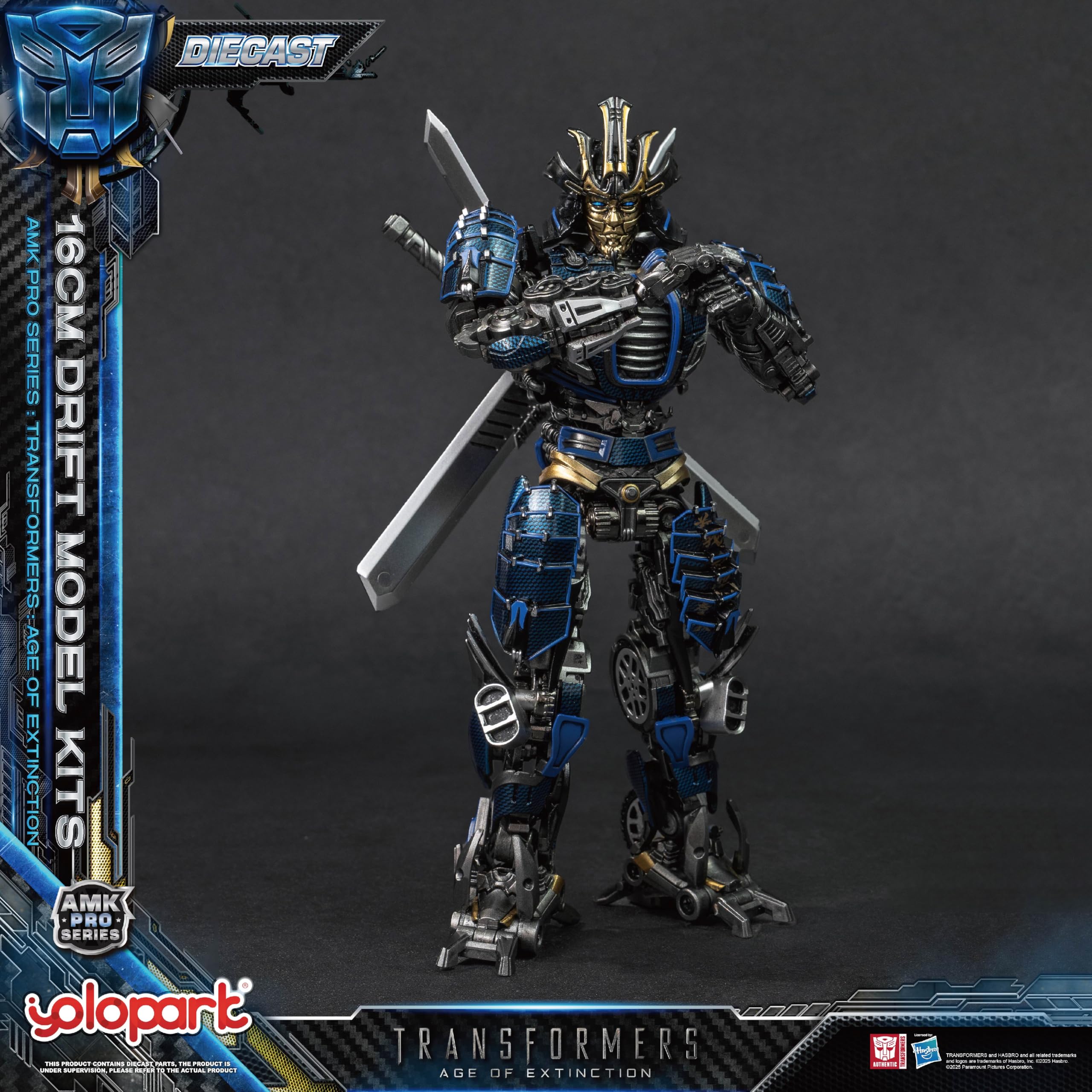 YOLOPARK Transformers Toys Age of Extinction Drift figurka akcji, seria AMK PRO 16 cm, wysoce przegubowy zestaw modelarski Transformers dla osób w wieku 15 lat i starszych, bez przekształcania