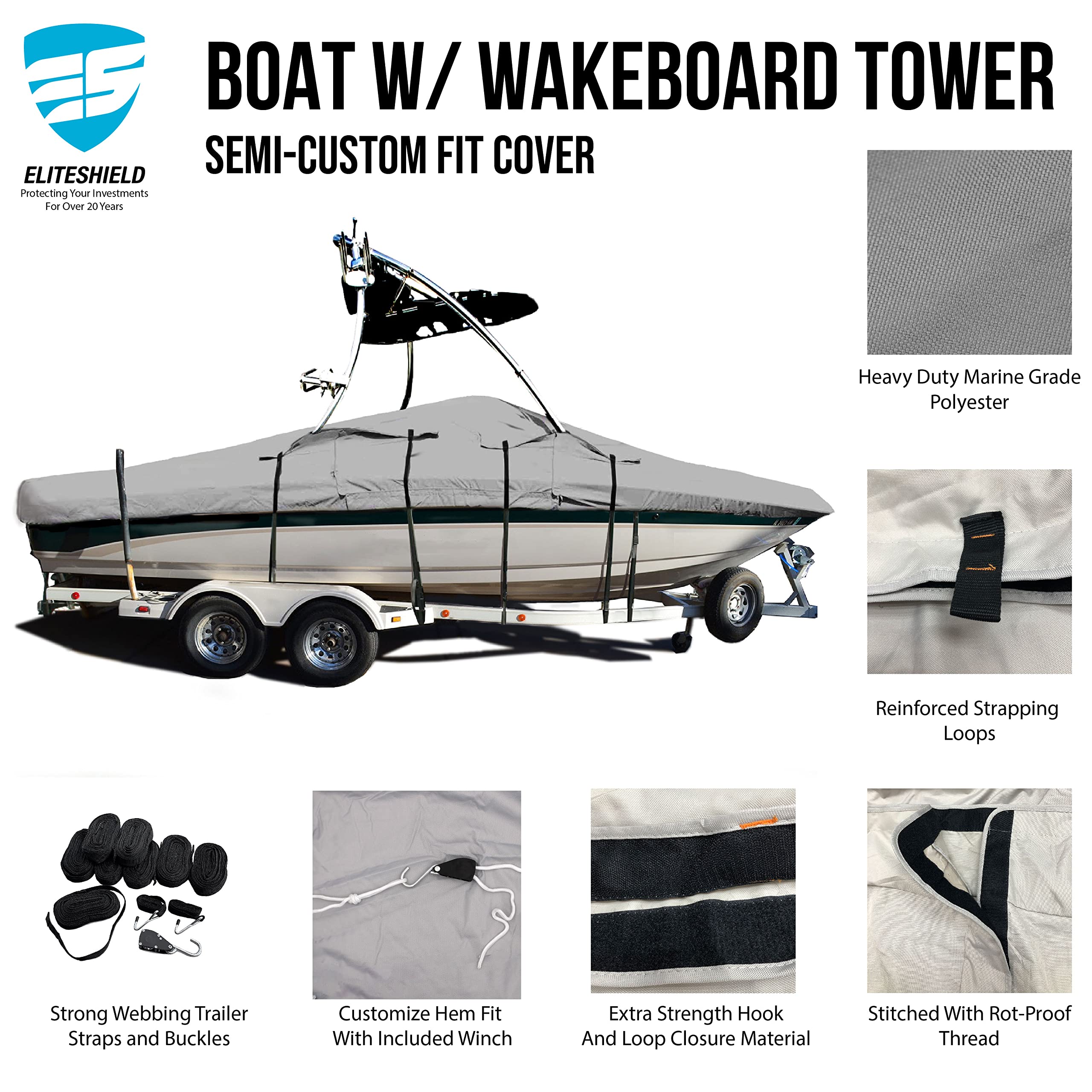 Snapklik.com : V-Hull Fishing Tournament Boat w/Ski Wakeboard Tower ...