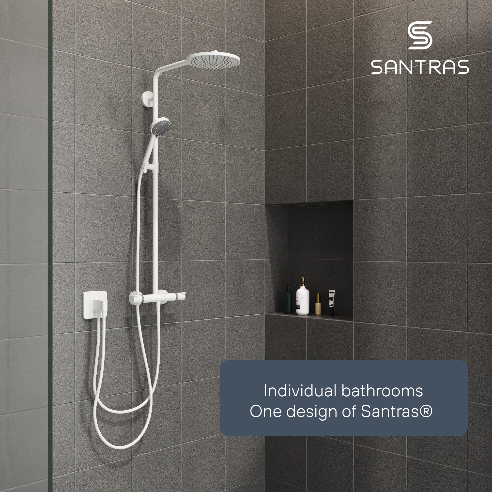 SANTRAS® Shower Hose 1.50m White (RAL 9003) PVC - Anti-Twist & Anti-Kink Shower Pipe, 1.50 m - Image 3