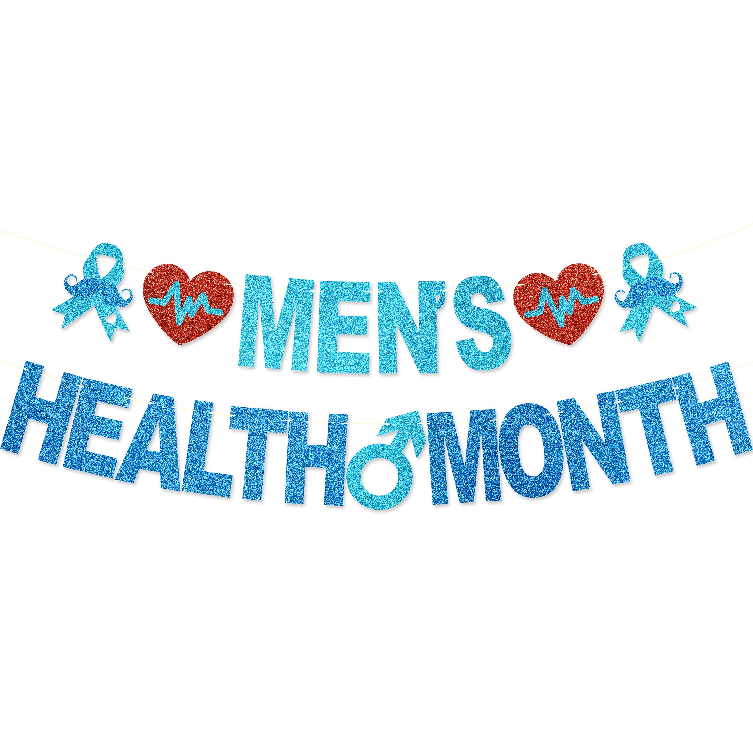 Menβs Health Month Banner - NO DIY National Menβs Mental Health Awareness Month Decorations For Party DΓ©cor Glitter