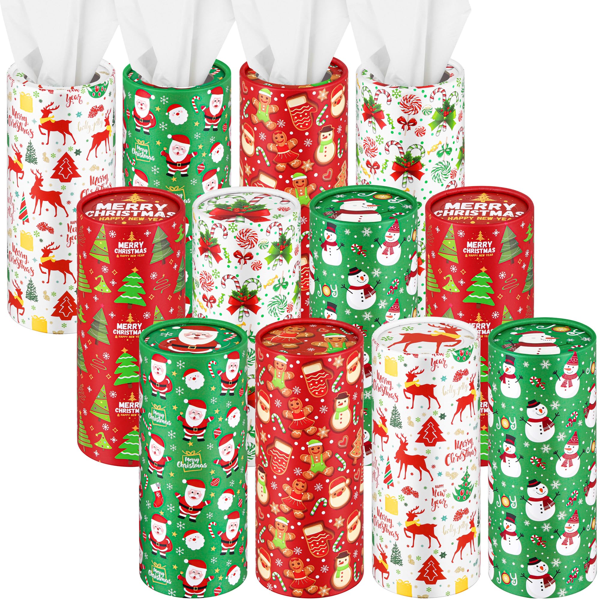 TURSTIN 12-Piece Christmas Car Tissues - Cylinder Tissue Holder for Car, Home, Office & Party Decorations, 6 Styles