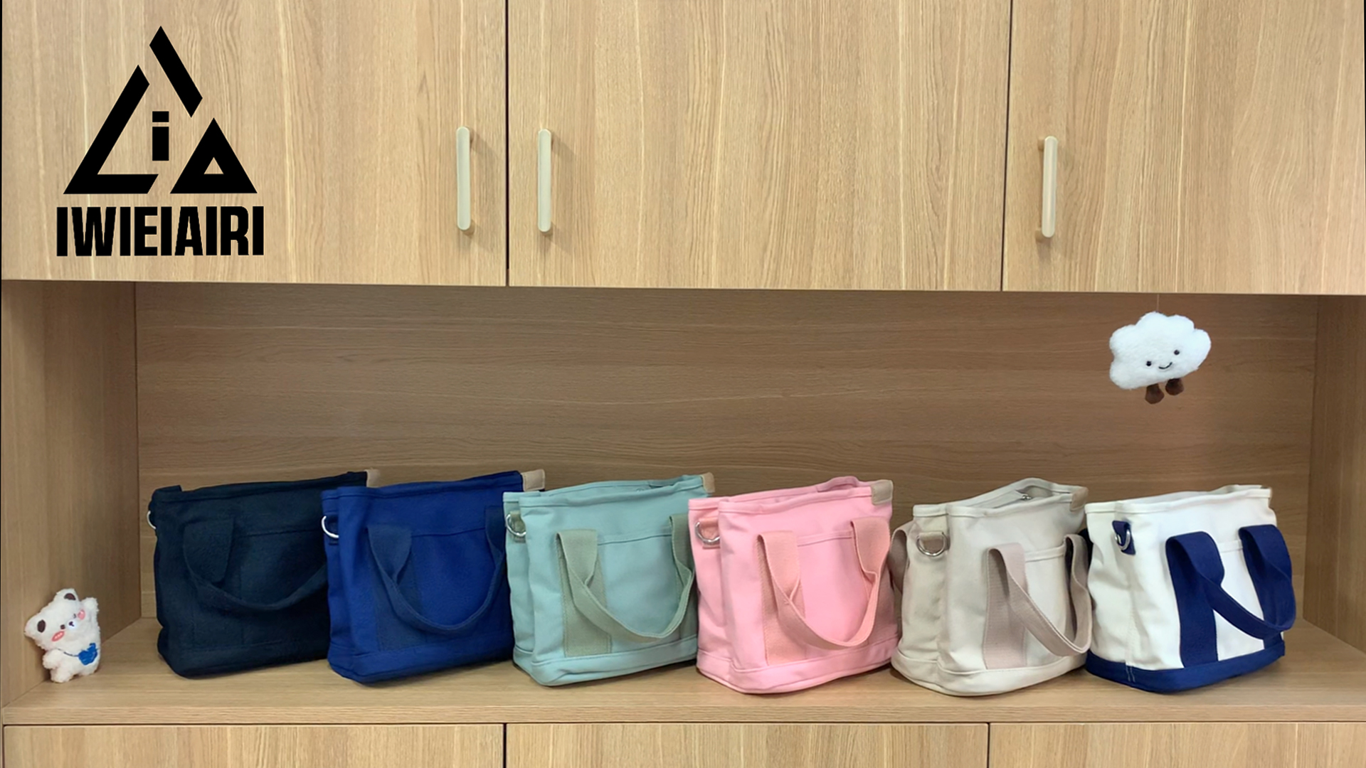 Bolso pequeño tote para mujer en lona con cierre y bolsillos miniatura 7