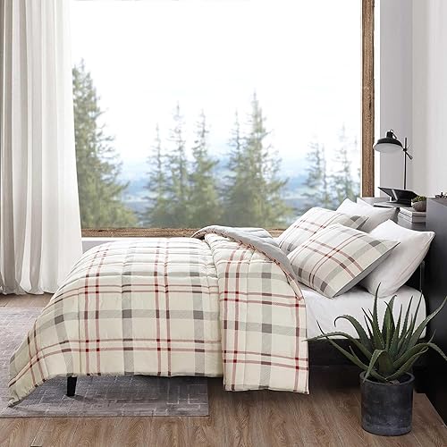 Miniatura 7 de Eddie Bauer Home Portage Bay Collection - Funda de edredón a cuadros 100% algodón, suave y acogedora de alta calidad con funda a juego, lavable a