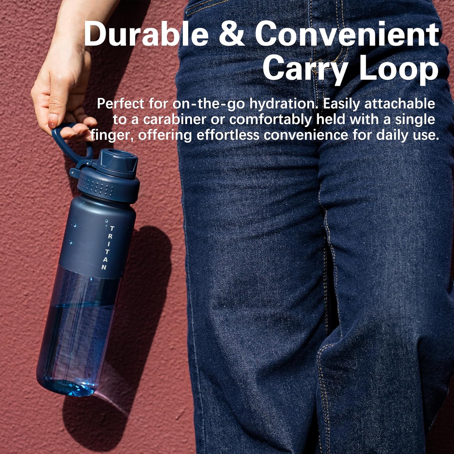 OLDLEY 32oz Frosted Clear Water Bottle, BPA-Free Tritan Plastic Reusable Water Bottle with Fast-Flow Spout Lid, Wide Mouth Leakproof Sports Drinking Bottle for Gym, School,Travel,Midnight Blue - Image 3