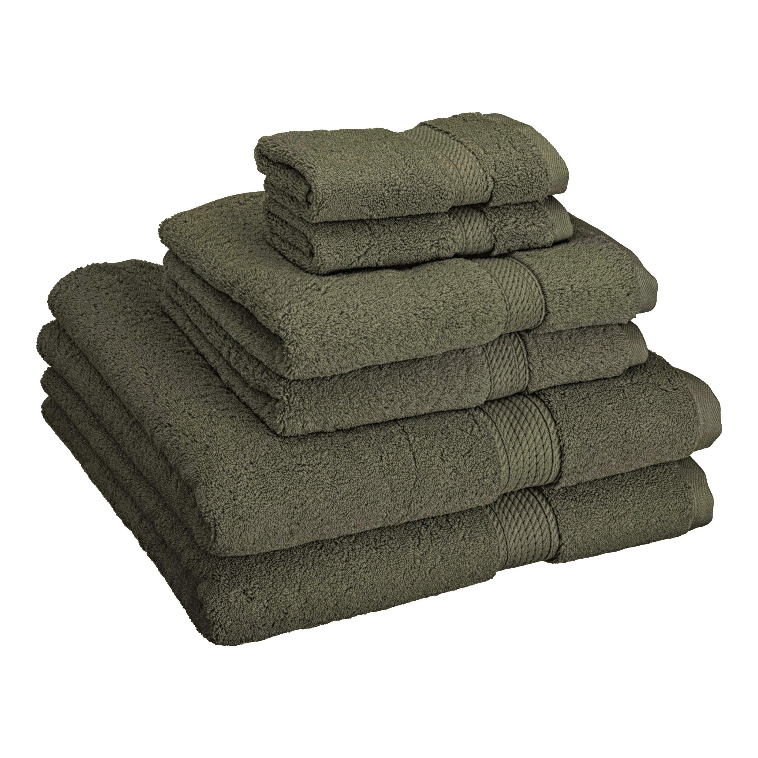 SUPERIOR Egyptian Cotton Solid Towel Set, 6-Piece, 6PC, Moss