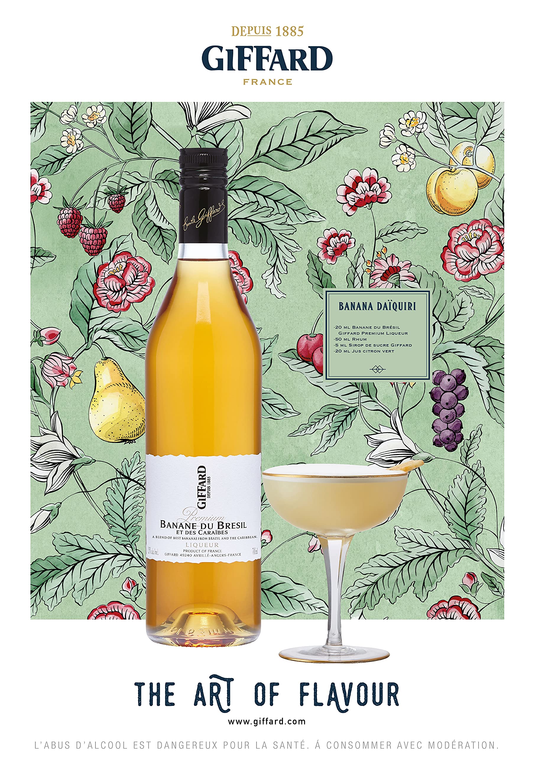 Giffard - Liqueur Banane du Brésil et des Caraïbes - Recette Française - Exotique et Gourmande - 70 cl & Liqueur Abricot du Roussillon - Recette Française - Subtile et Gourmande - 70 cl