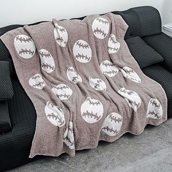 Soft Baseball Pattern Blanket Cozy Throw Blanket Perfect for Home Decor and Gift Giving, Soccer Sports Blanket Plush Bedding Created for Adults, Brown, 50"x60"