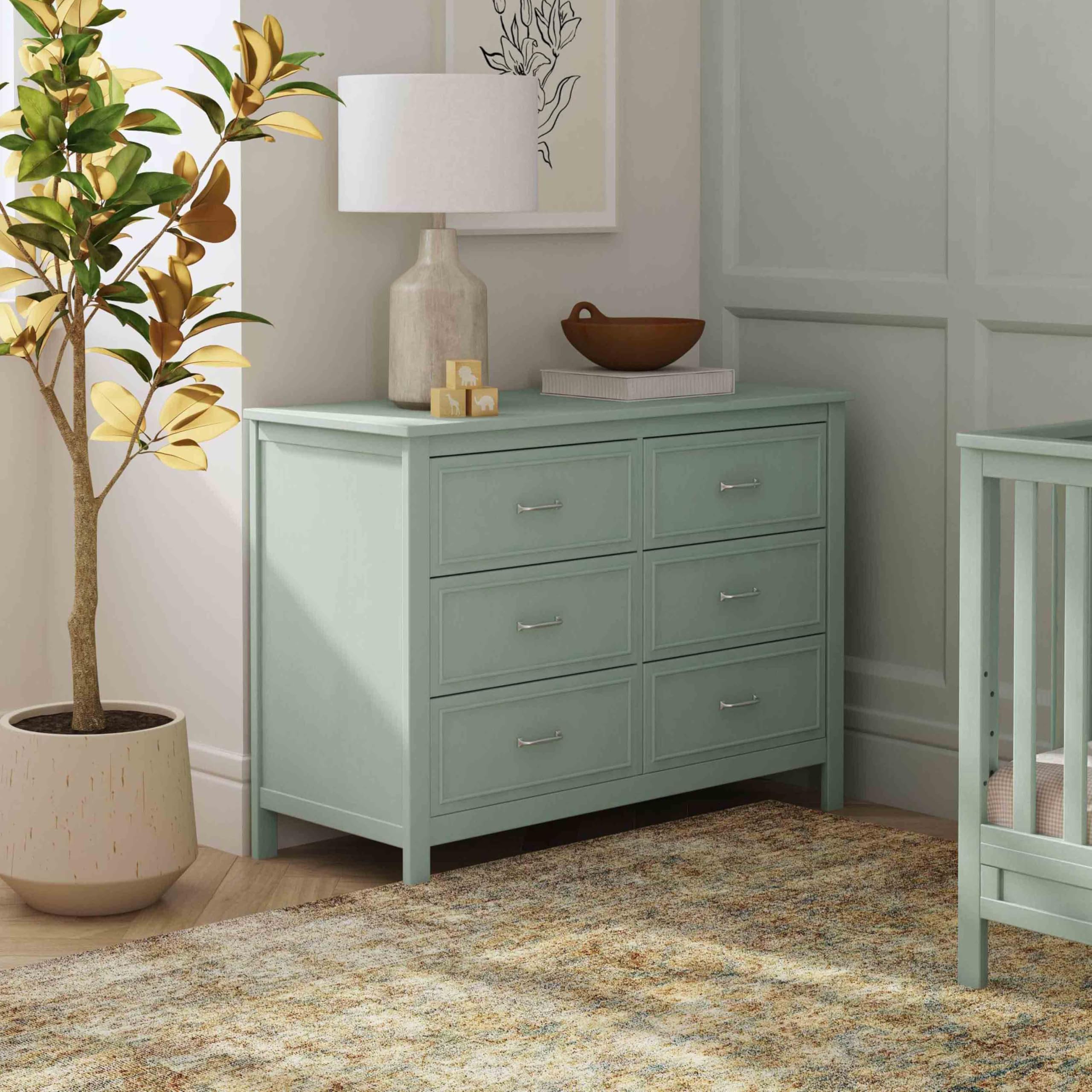Amazon.com: Davinci Charlie 6-Drawer Double Dresser in Light Sage,  GREENGUARD Gold Certified : Home & Kitchen