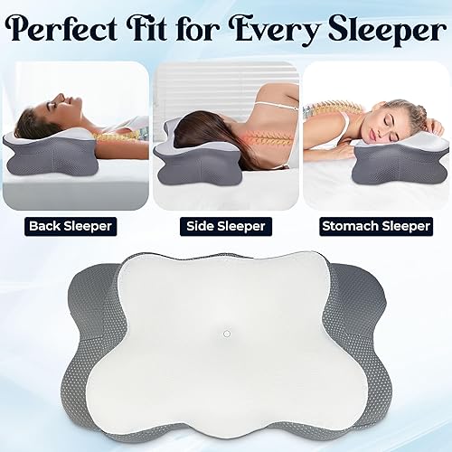 Miniatura 3 de VALTER Almohada cervical para el cuello para aliviar el dolor, almohada ortopédica de espuma viscoelástica para dormir boca abajo, soporte