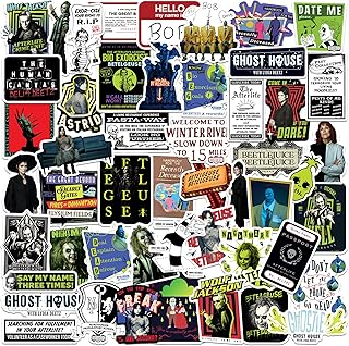 Beetlejuice Beetlejuice 50ct Vinyl Large Deluxe Stickers Variety Pack - Laptop, Water Bottle, Scrapbooking, Tablet, Skateboard, Indoor/Outdoor