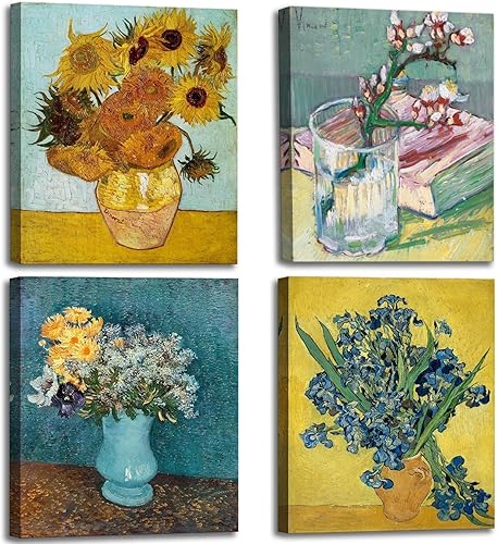 dgbtcart Girasoles Lirios Florero de Flores por Vincent Van Gogh Arte de Pared en Lienzo, Reproducciones de Pinturas Clásicas Impresiones Obra de