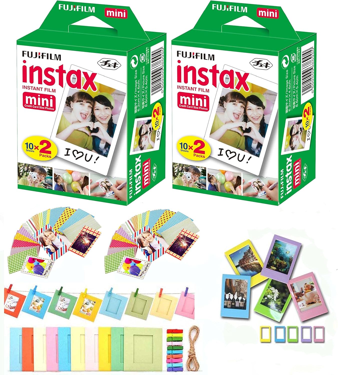 Fuji Instax Mini Instant Film 40 Shots with Bonus 20 Decorative Skin Stick-on Stickers for Fuji Instax Mini 8 and SP-1