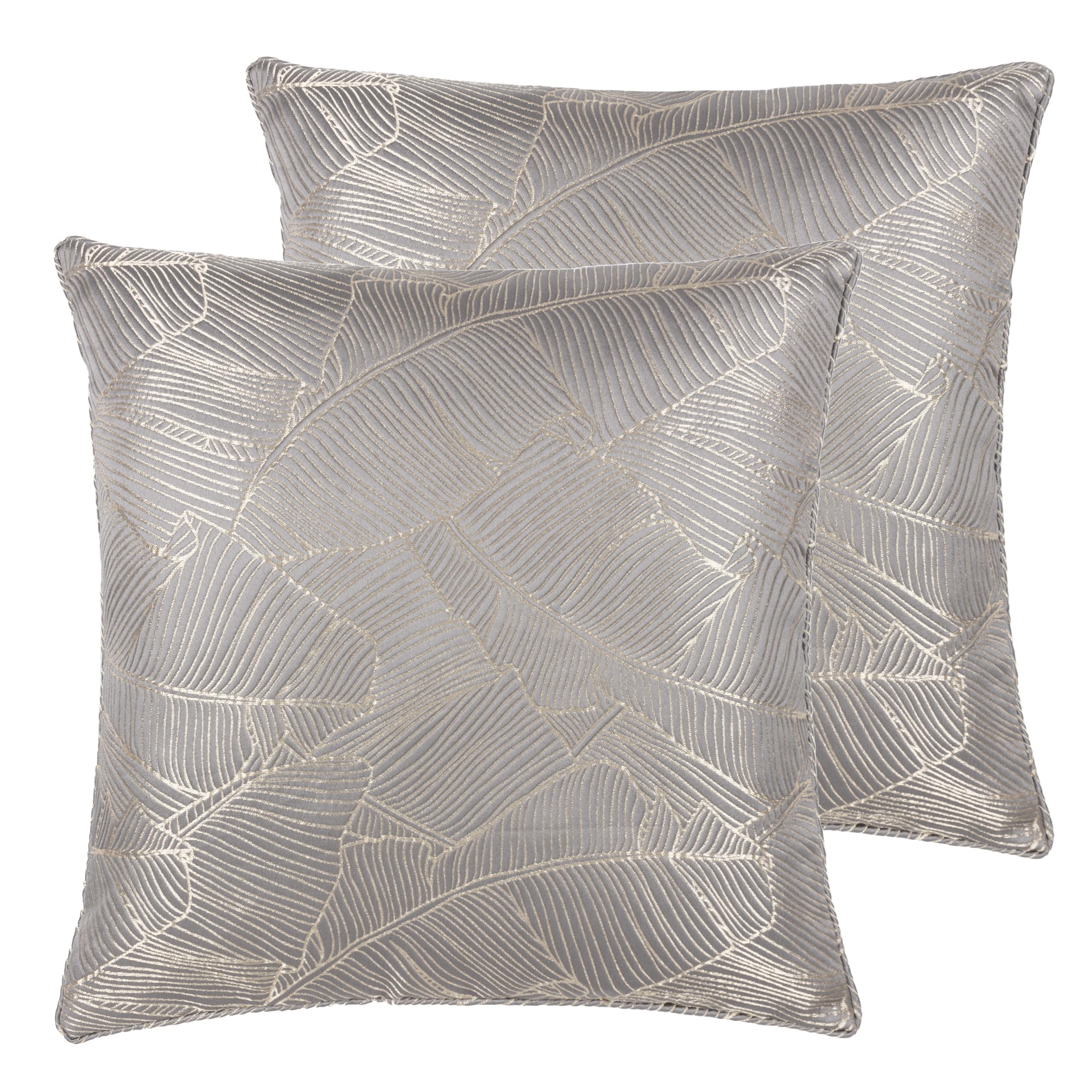 furn. Wylder Seymour Feather Filled Cushions Twin Pack, Warm Grey, 50 x 50cm