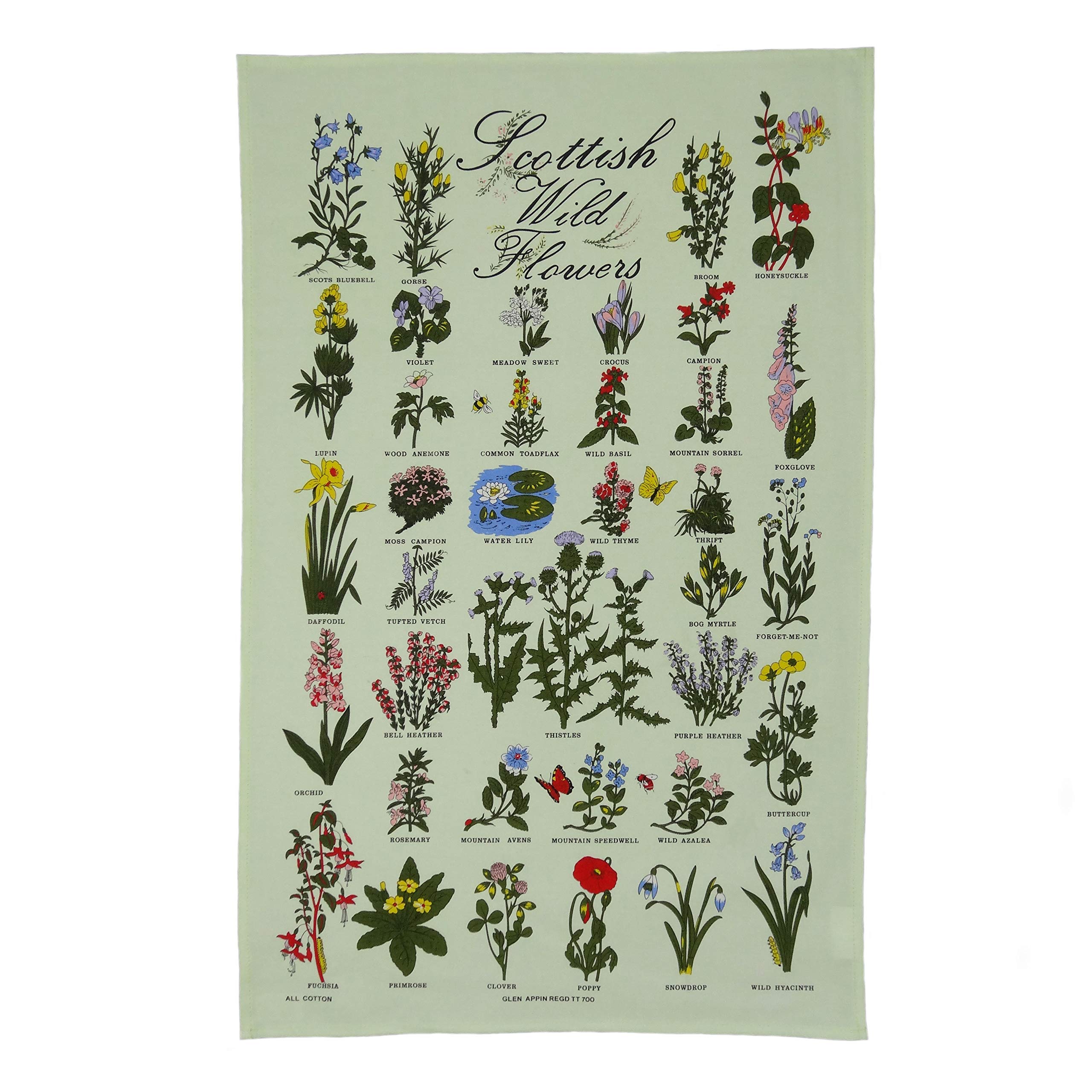 Highland Tweed 100% Cotton Scottish Wild Flowers Tea Towel Tt0700