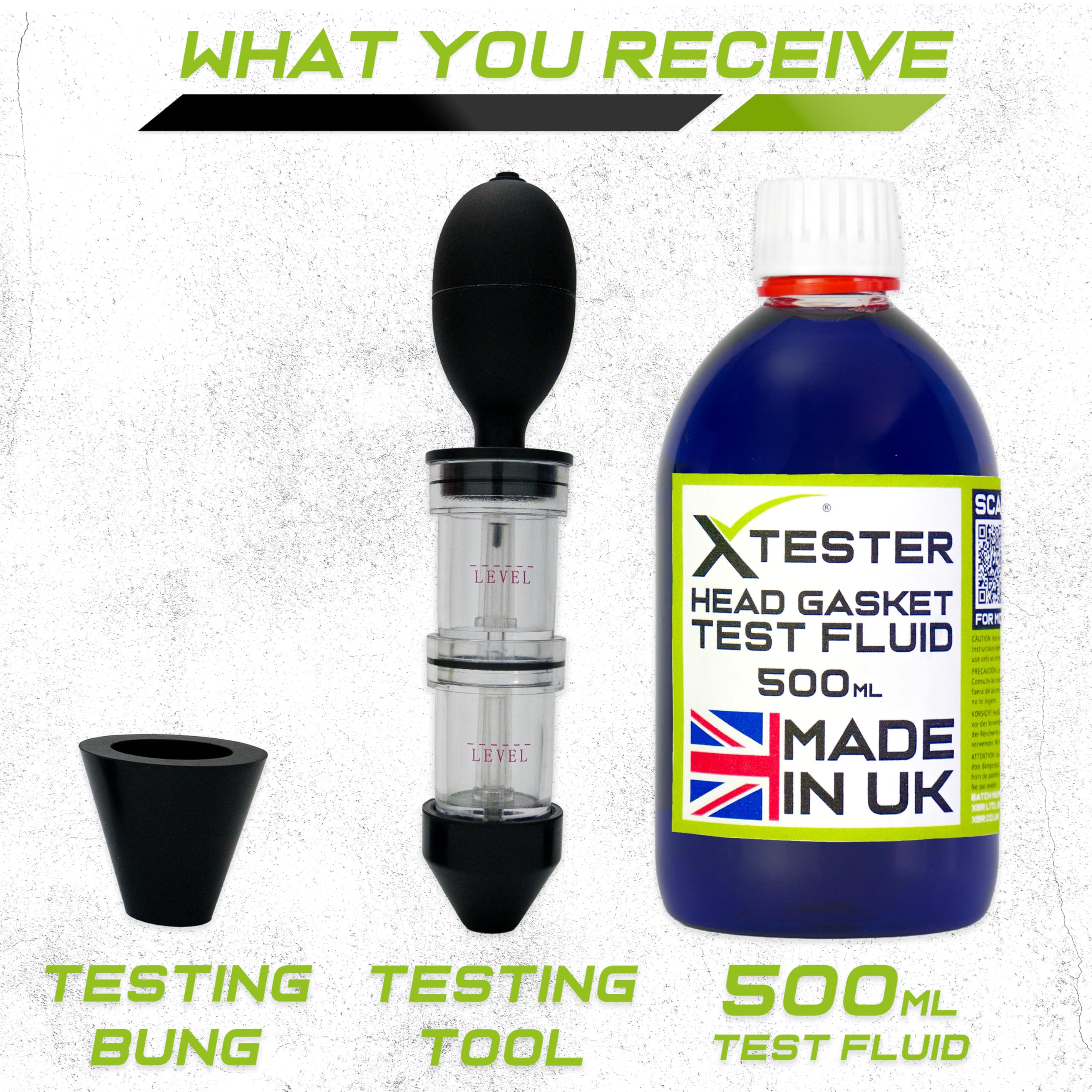 X - Kit tester CO₂ PRO per guarnizioni della testa, prodotto nel Regno Unito, 500 ml, rileva guasti alle guarnizioni della testa, perdite di liquido refrigerante, contaminazione da gas di combustione