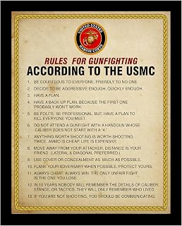 Rules for Gun Fighting Wall Art – USMC Military Print for Veterans, Marines, and Patriotic Americans – Inspirational Office, Classroom, or Home Wall Display – Unframed 8x10 Army & Navy Gift