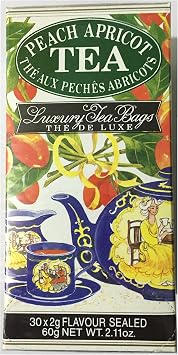 Mlesna Peach Appricot Flavored Tea Bag 25 Bags. Each Tagged Tea Bag Is Individually Wrapped to Ensure Freshness