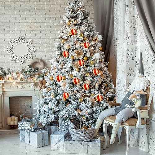 Miniatura 5 de Adornos de bola de Navidad de 2.4 pulgadas, bolas de decoración de árbol de Navidad con purpurina, esferas de Navidad, remolino, adornos colgantes