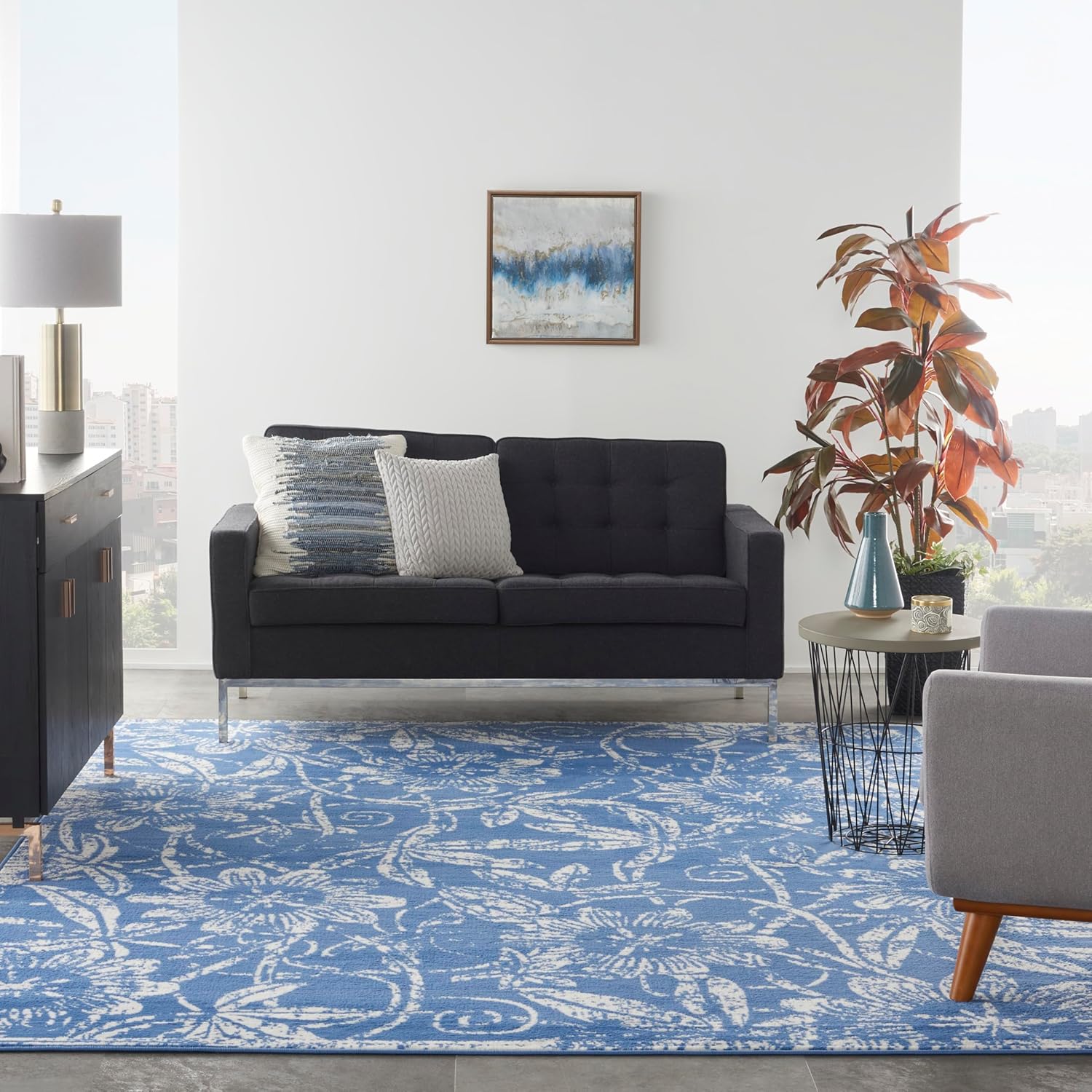 Nourison Home Whimsicle Blue 8' x 10' Area Rug - Easy Clean, Non Shedding, Bed Room, Living Room, Dining Room, Kitchen (8' x 10')