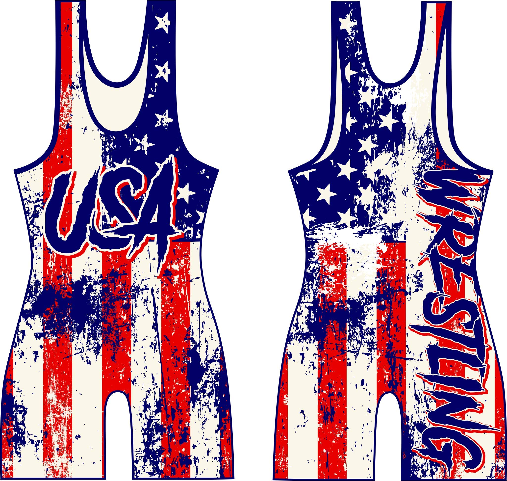 KO Sports Wrestling Singlets for Kids, Patriotic USA Red White & Blue Singlets for Boys & Girls, Youth Sizes XXS-L