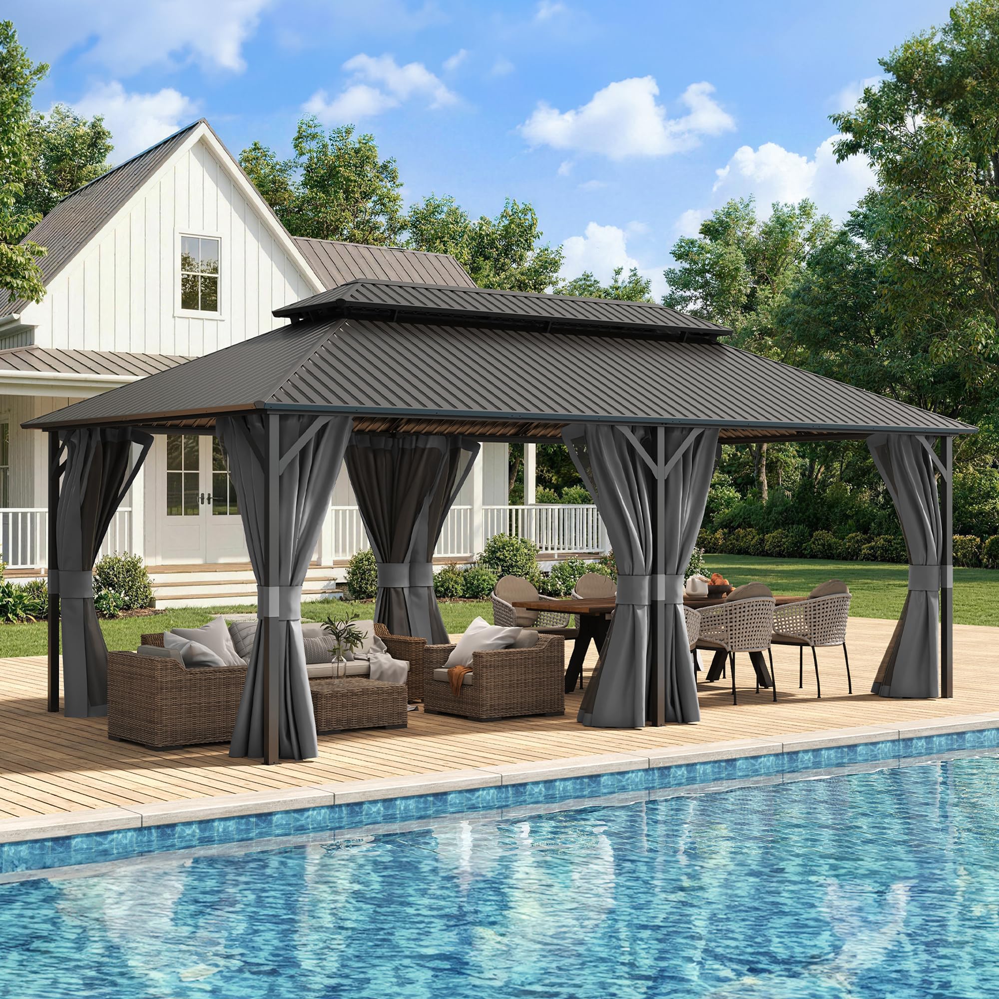 UDPATIO 12x20 Hardtop Gazebo in a patio setting