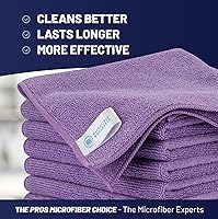 Vista 2 de MW Pro - Paños de limpieza de microfibra a granel al por mayor Morado - Caja: cantidad 384 Tamaño 12 x 12 pulgadas Toallas de microfibra