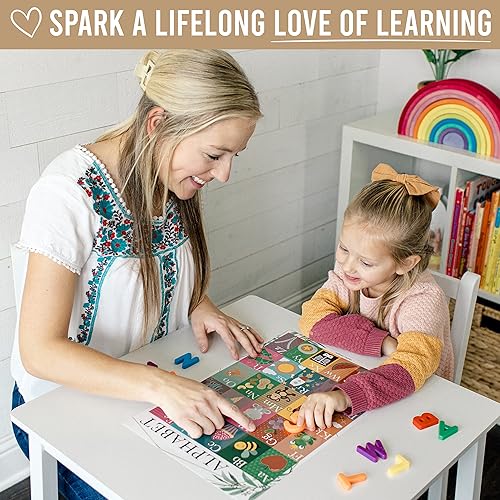 Miniatura 8 de 4 carteles del alfabeto, mapa de Estados Unidos, mapa del mundo y sistema solar, gráficos ABC laminados para decoración de pared de niños pequeños,