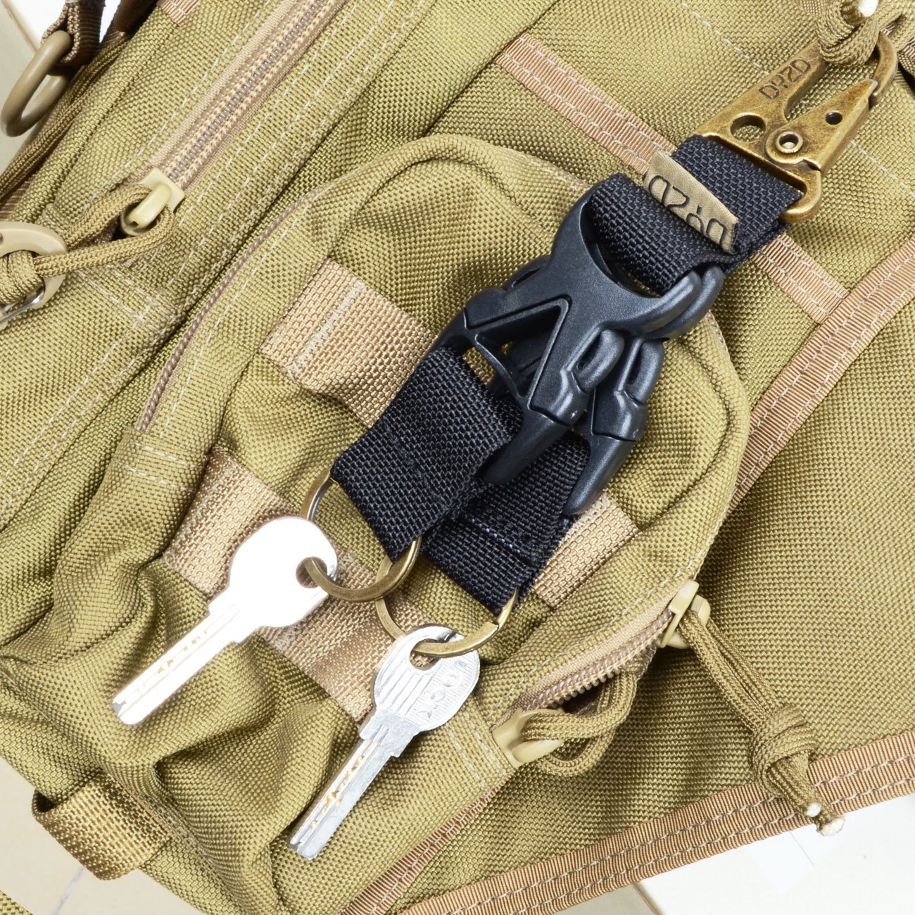 DYZD Tactical Gear Keychain 100% Nylon Webbing Key Chain Tactical Key Holder Quick Release Buckle with Key Ring((Pack of 2 Black)