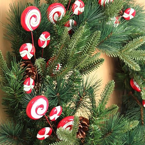 Miniatura 4 de Surtido de paletas de bastón de caramelo de menta | 15 pulgadas | Púas navideñas | Aerosoles decorativos para árboles, coronas y guirnaldas |