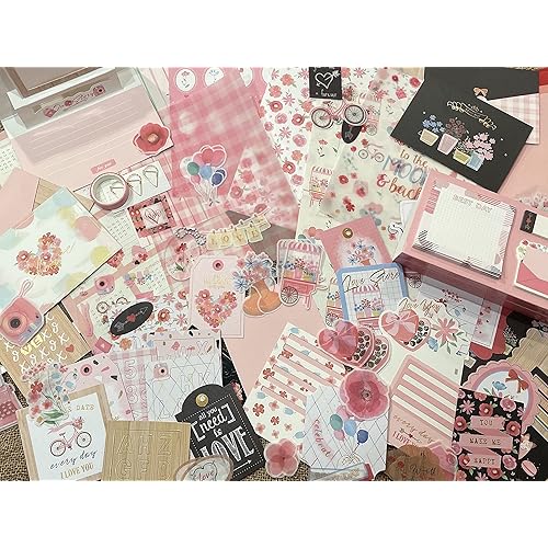 JUNSEI DESIGNS Happy Mail Craft Kit for Girls Japanese Style Junk Journal Ephemera Scrapbooking - Includes More Than 85 Pieces