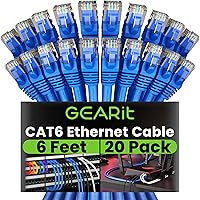 Vista 22 de GEARit Cable Ethernet Cat 6 (paquete de 10 unidades de 6 pies), parche de red Cat6, 10 Gbps, RJ45, cable sin enganches, conectores chapados en oro