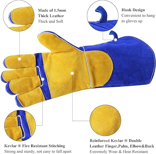 Miniatura 34 de RAPICCA Guantes de soldadura de 16 pulgadas, 662 ℉, forja/Mig/Stick de cuero extremadamente resistente al calor con costuras de Kevlar, perfectos