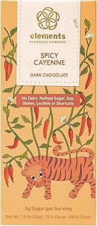Elements Truffles Spicy Cayenne Flavoured Dark Chocolate Bar| Ayurvedic, Vegan & Gluten Free | No Refined Sugar & Artificial Flavours | Enriched with Cocoa, Coconut Sugar & Organic Cayenne 50g