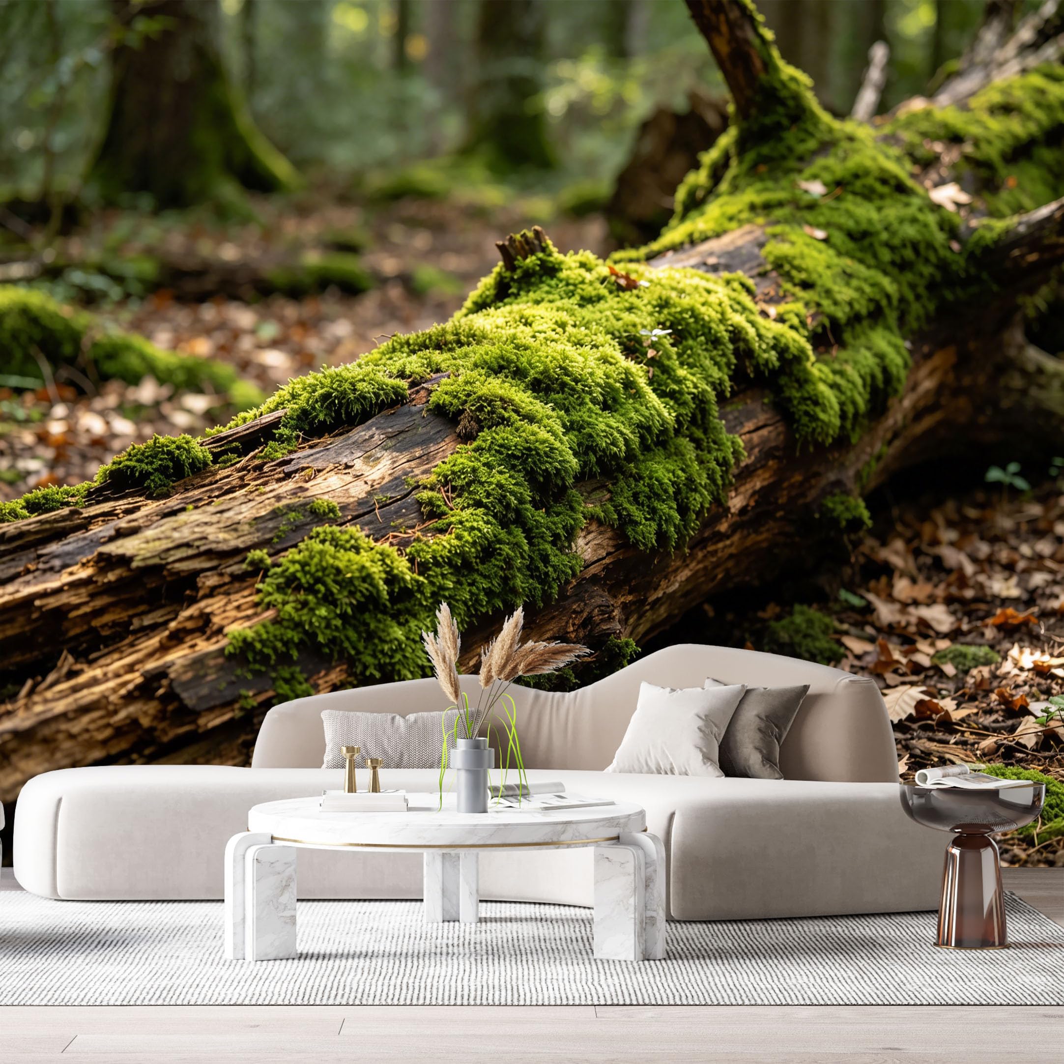 Custom Size Wall Murals Forest Woodland Landscape Moss Fallen Tree Textured Natural Scene SelfAdhesive Wall Fabric Removable Large Wallpaper for Photo Living Room